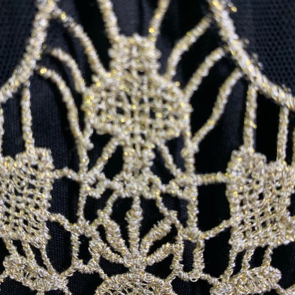 BOSTON PROPER Dress NWT‎ XLarge V-Neckline Smocked High Low Metallic Lace Inset - Picture 11 of 16